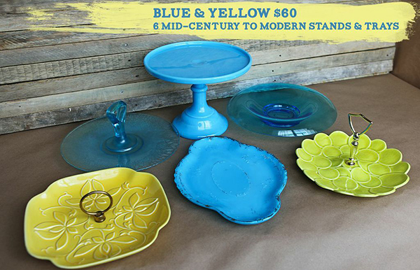 blue and yellow glass set